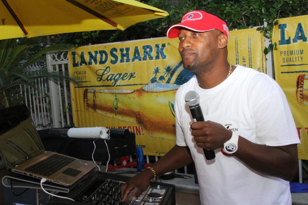 DJ on the microphone at a LandShark Lager event